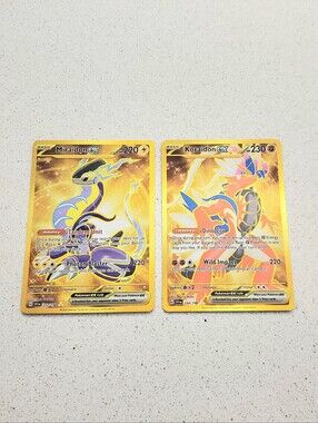 Pokemon Gold Holo Miraidon ex & Koraidon ex Trading Cards - Yellow, Gold